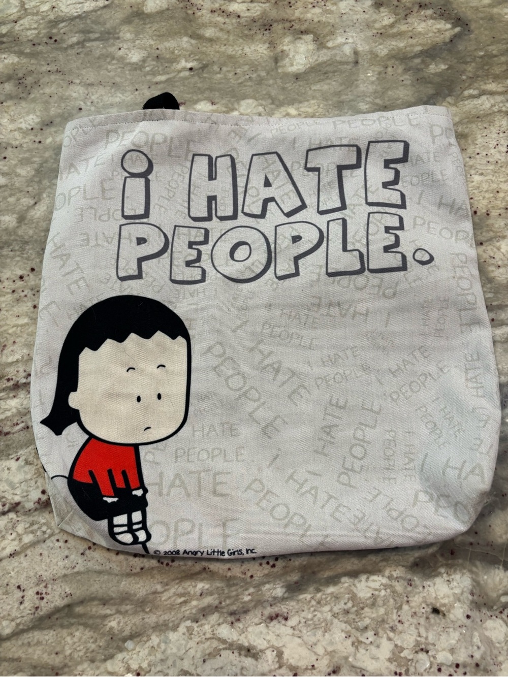 "I Hate People" Graphic Tote with Character